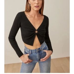 Reformation Narciso Novelty Cashmere Sweater in Black